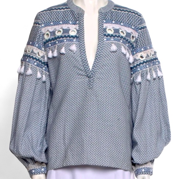 Dodo Bar Or Light Blue Embroidered Blouse - Picture 8 of 12